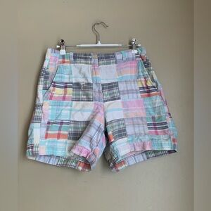 Vtg lauren ralph lauren madris plaid patchwork shorts thrashed size 6 preppy